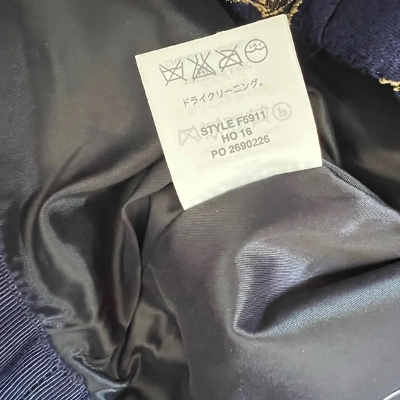 J. Crew Pencil Skirt Textured Navy & Gold Floral Print | Women’s Size 0 NWT - Picture 4 of 6